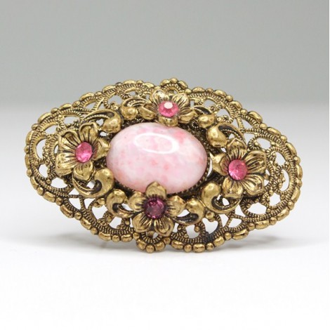 brosa victoriana. anturaj "fused glass" & cristale bohemia cca 1900